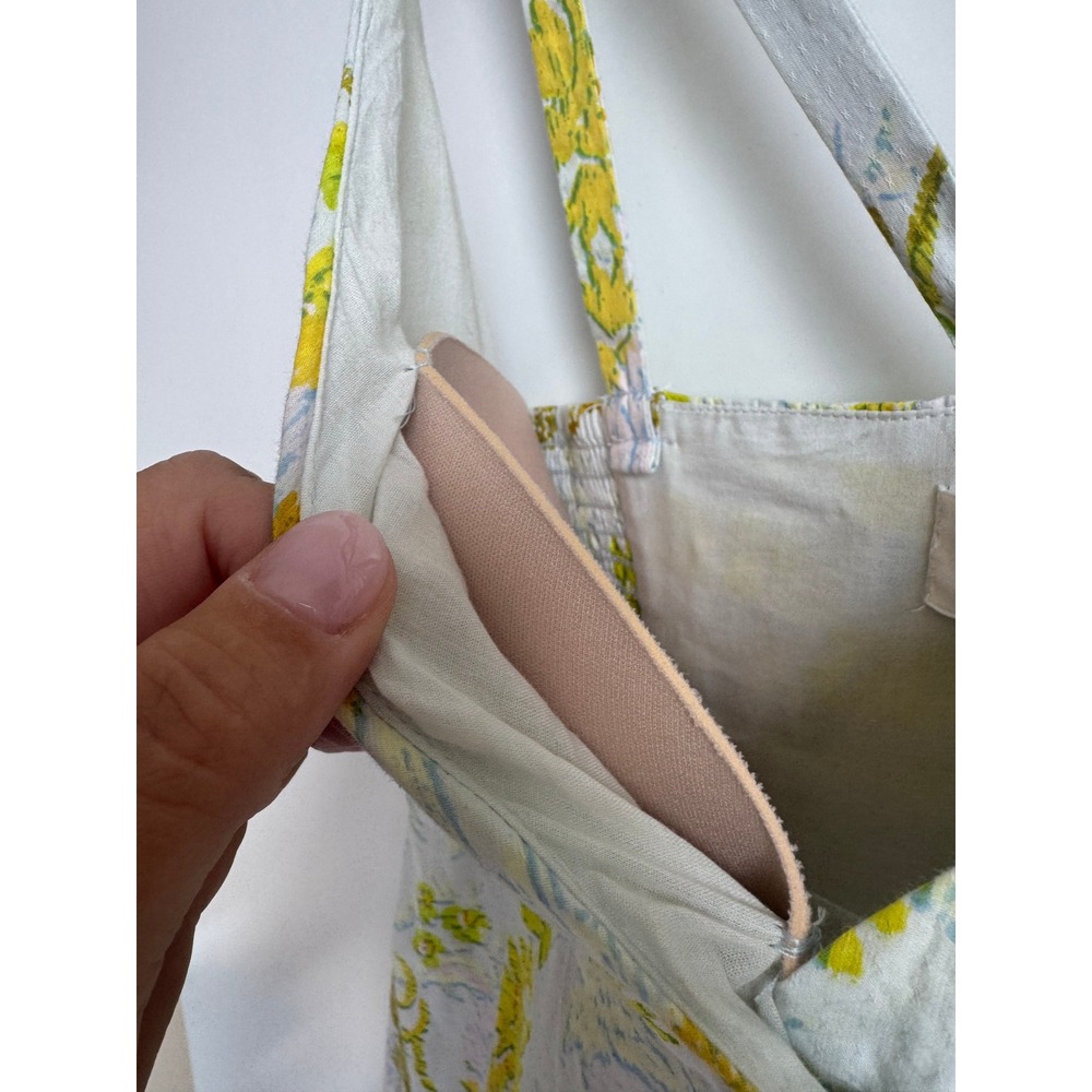 Anthropologie Solenne flounced maxi dress light blue yellow floral tiered 8 P - Picture 5 of 15